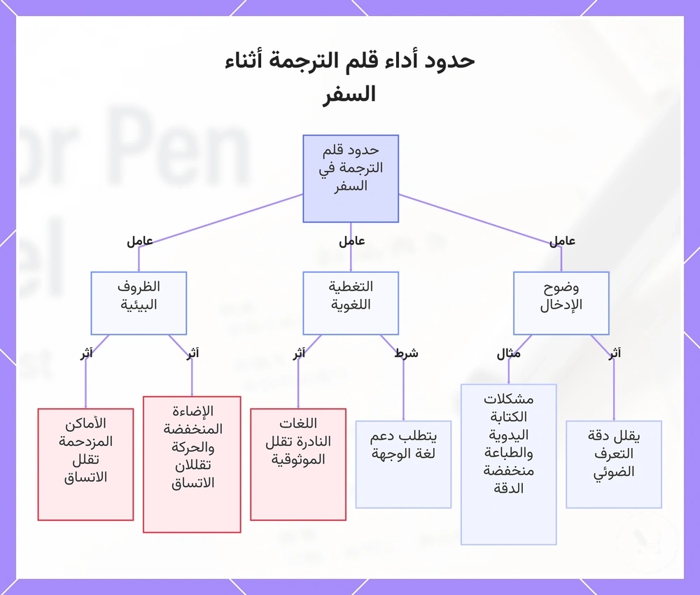 حدود أداء قلم الترجمة أثناء السفر