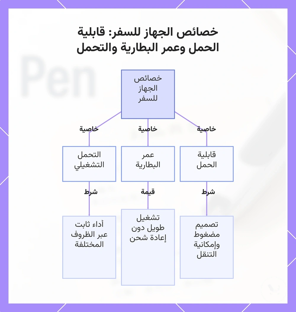 خصائص الجهاز للسفر: قابلية الحمل وعمر البطارية والتحمل