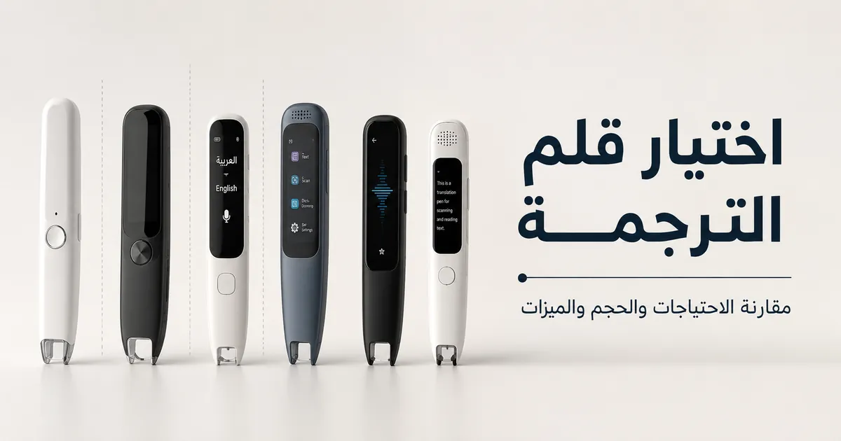 عدة أقلام ترجمة مرتبة للمقارنة بين الحجم والشاشة وميزات المسح.