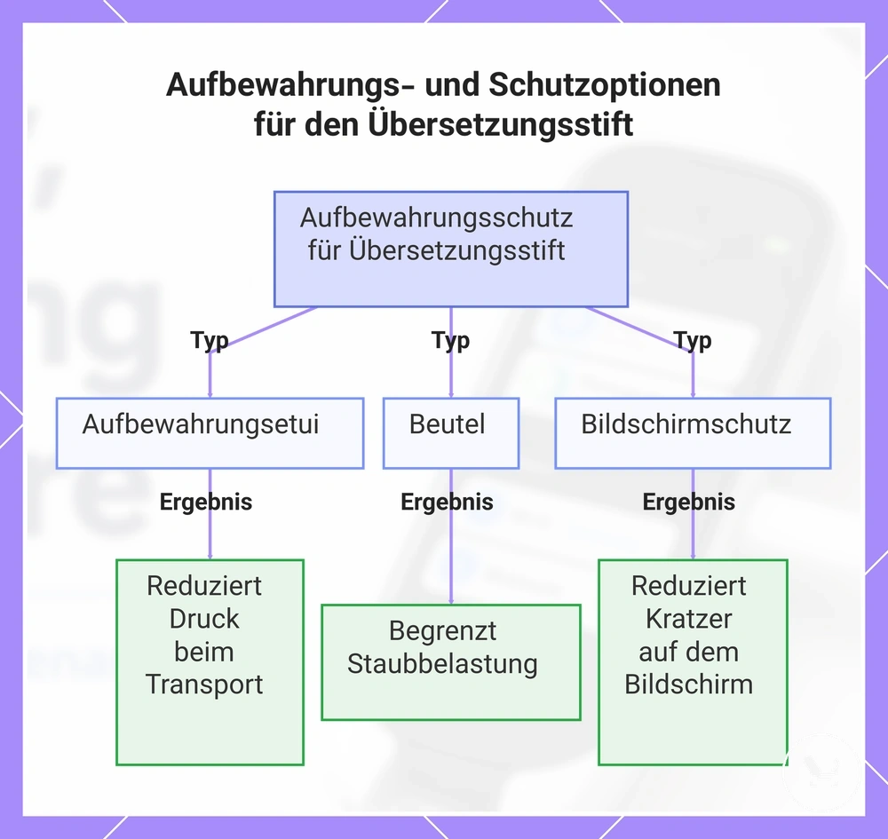Aufbewahrungs- und Schutzoptionen für den Übersetzungsstift