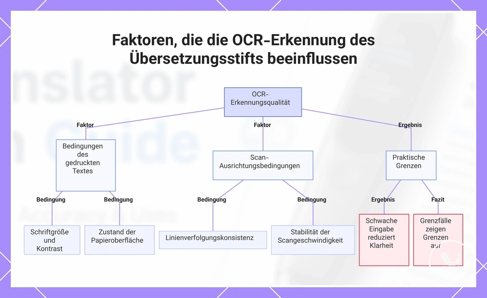 Faktoren, die die OCR-Erkennung des Übersetzungsstifts beeinflussen