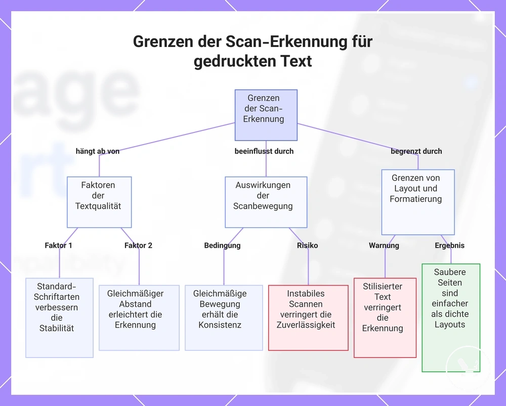 Grenzen der Scan-Erkennung für gedruckten Text