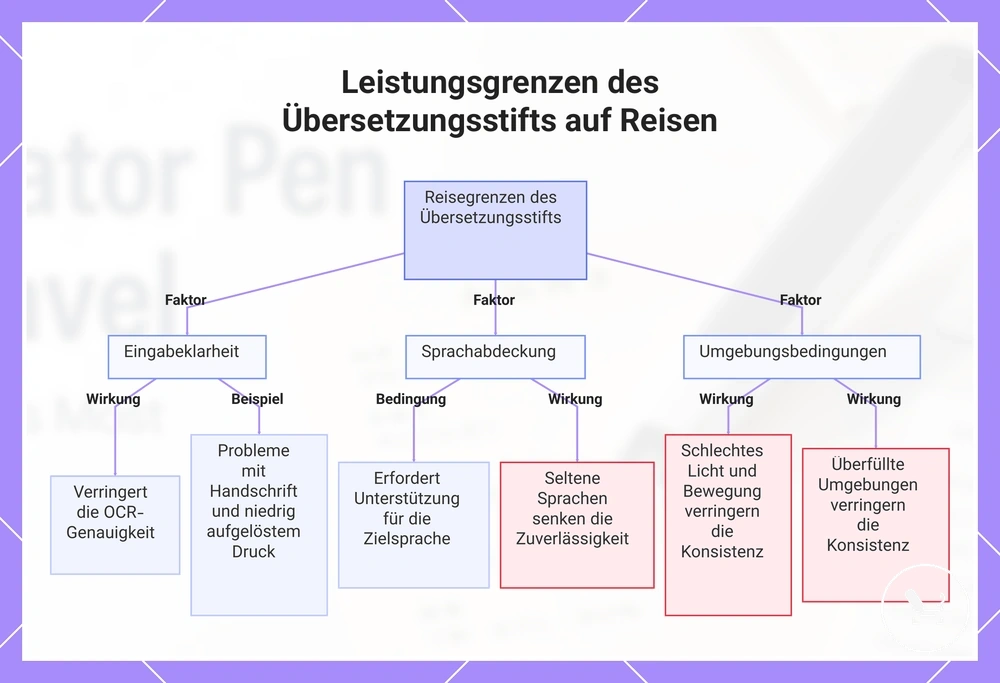 Leistungsgrenzen des Übersetzungsstifts auf Reisen