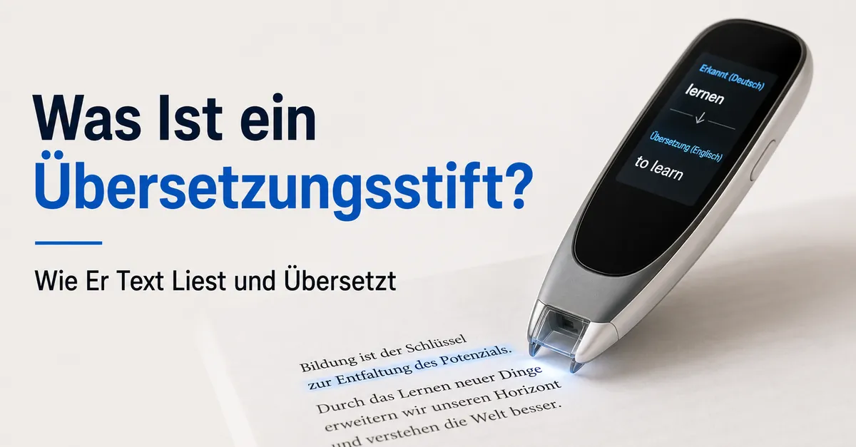Übersetzungsstift scannt gedruckte Wörter und zeigt, wie das Gerät Text liest und übersetzt.