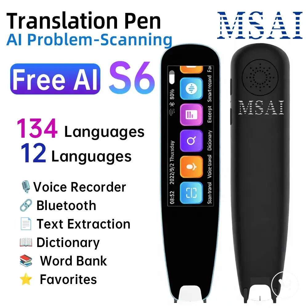 AI scan translator pen with scan-to-text, voice translation, and vocabulary library functions.