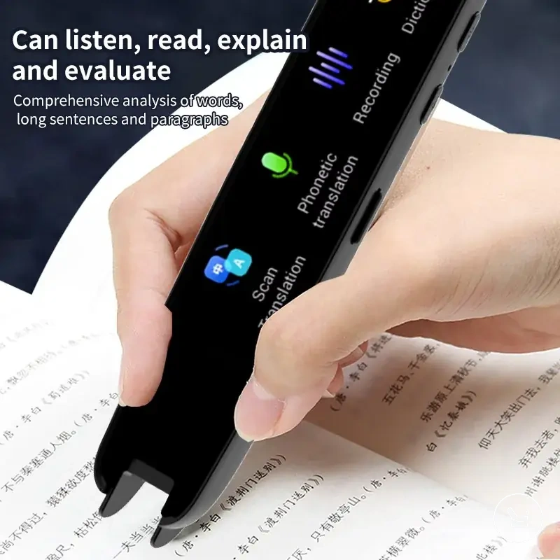 Offline translator pen with dictionary, intelligent scanning, and point reading functions.