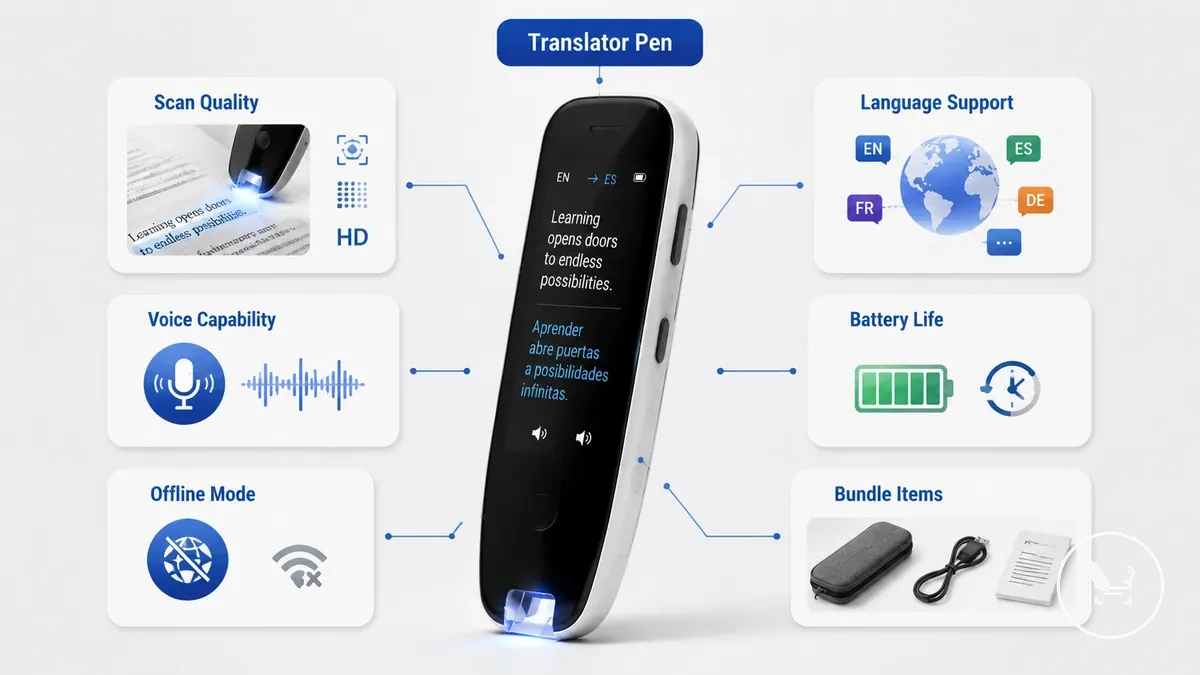 Diagram showing factors that make translator pen prices vary.