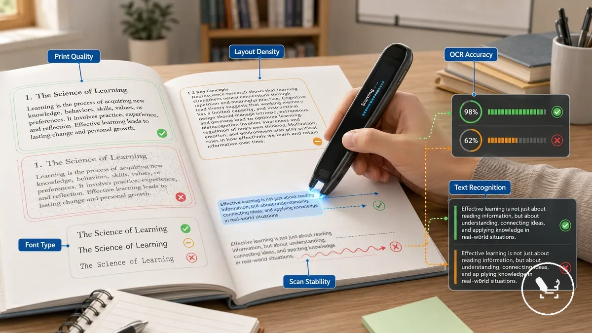 OCR scanning accuracy in academic text recognition conditions
