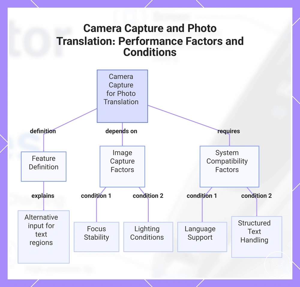 Camera Capture and Photo Translation: Performance Factors and Conditions