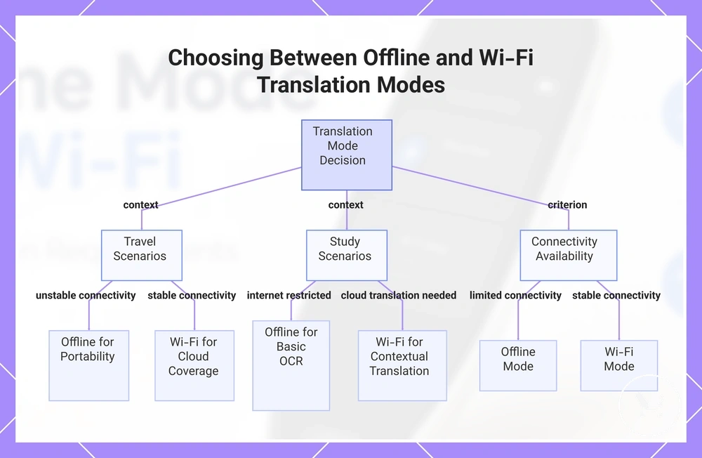 Choosing Between Offline and Wi-Fi Translation Modes