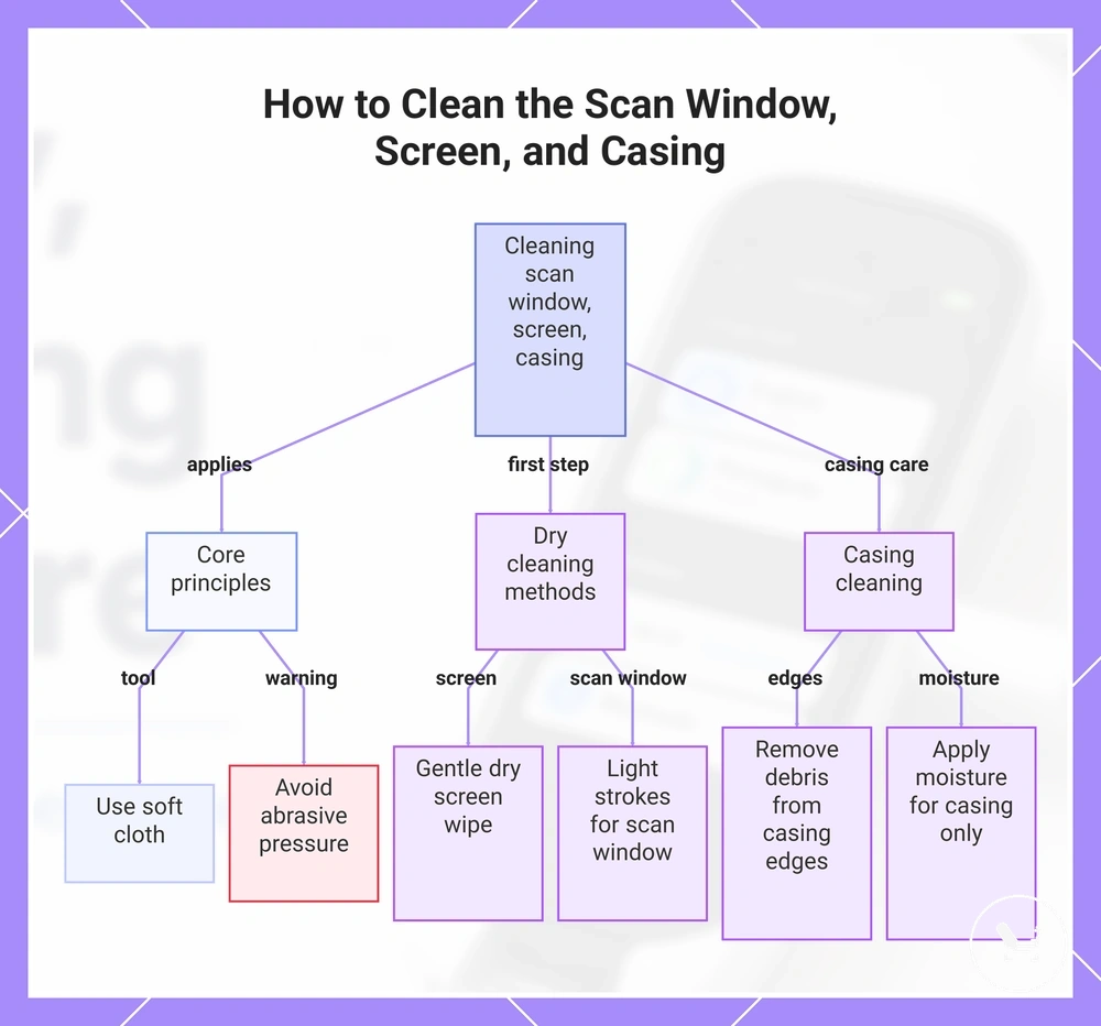 How to Clean the Scan Window, Screen, and Casing