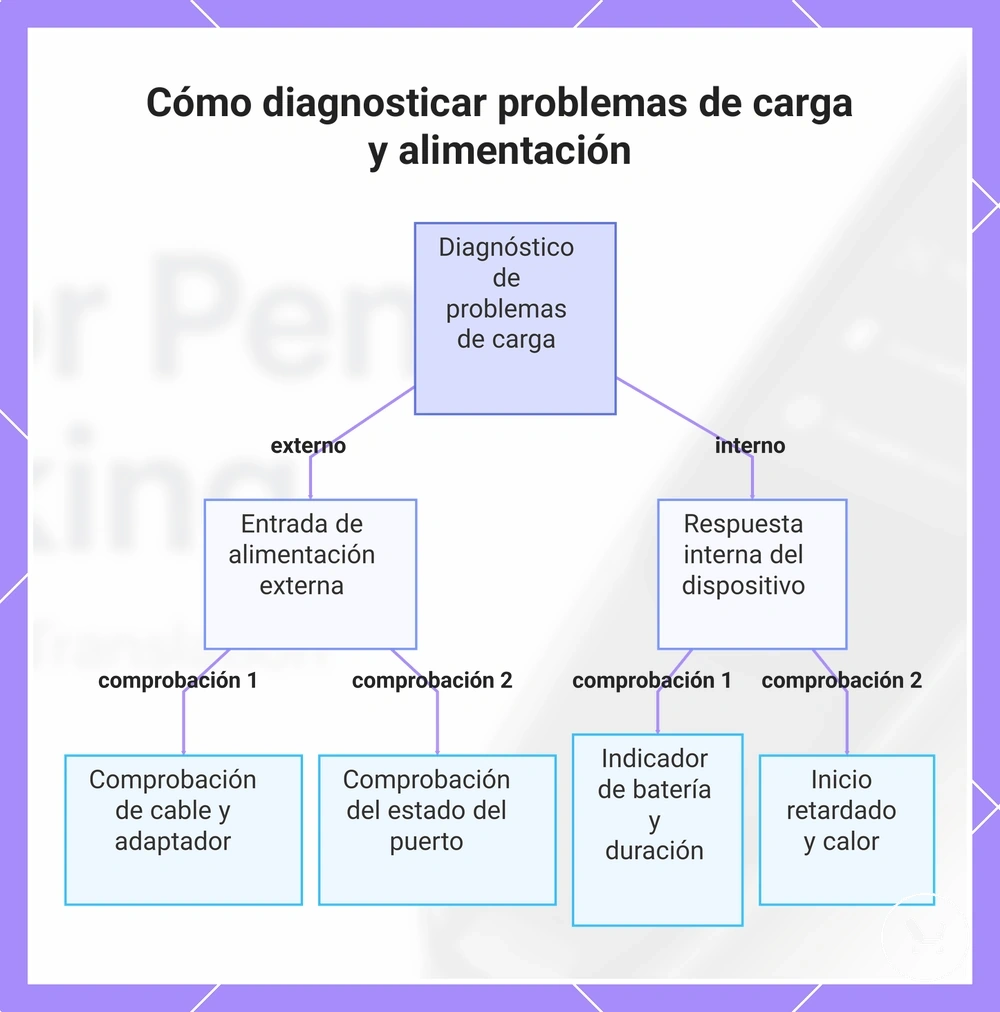 Cómo diagnosticar problemas de carga y alimentación