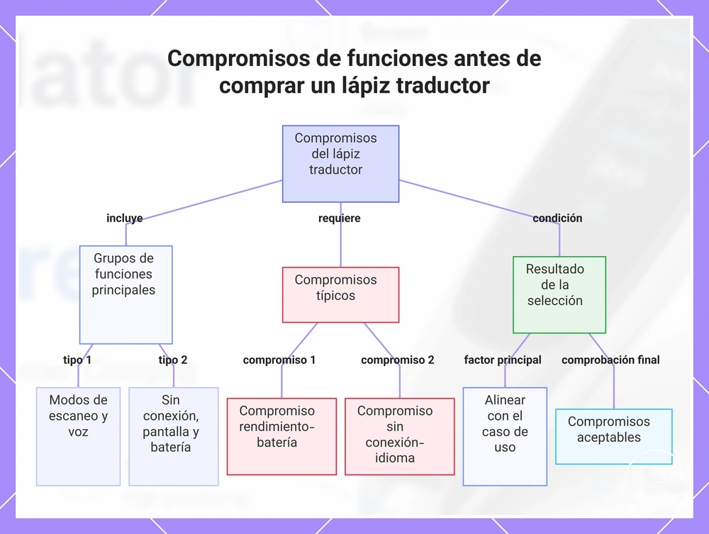 Compromisos de funciones antes de comprar un lápiz traductor