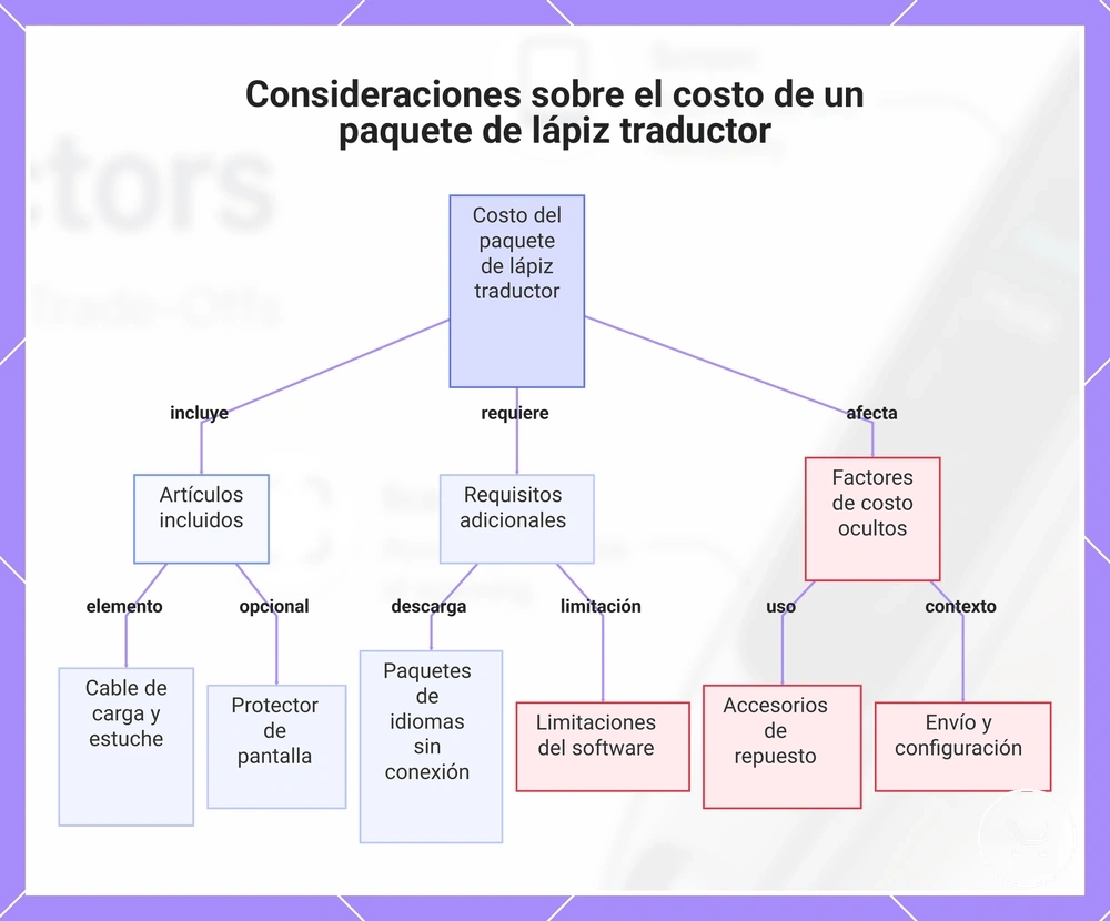 Consideraciones sobre el costo de un paquete de lápiz traductor