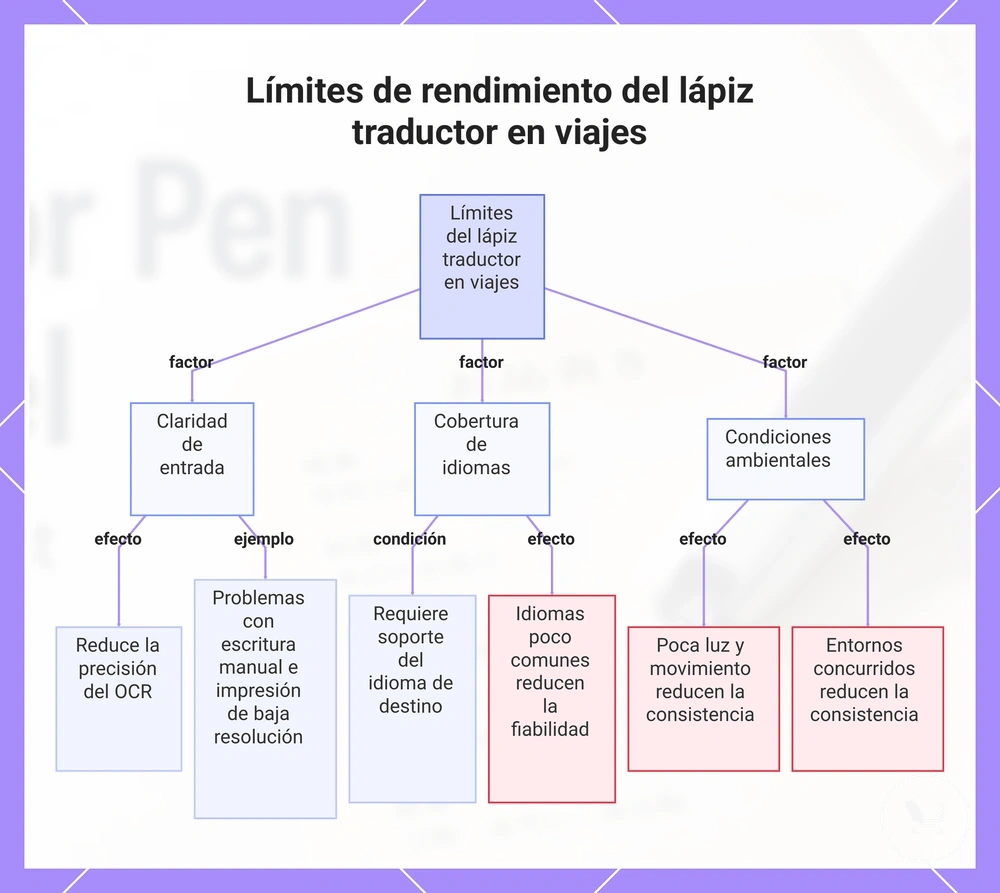 Límites de rendimiento del lápiz traductor en viajes
