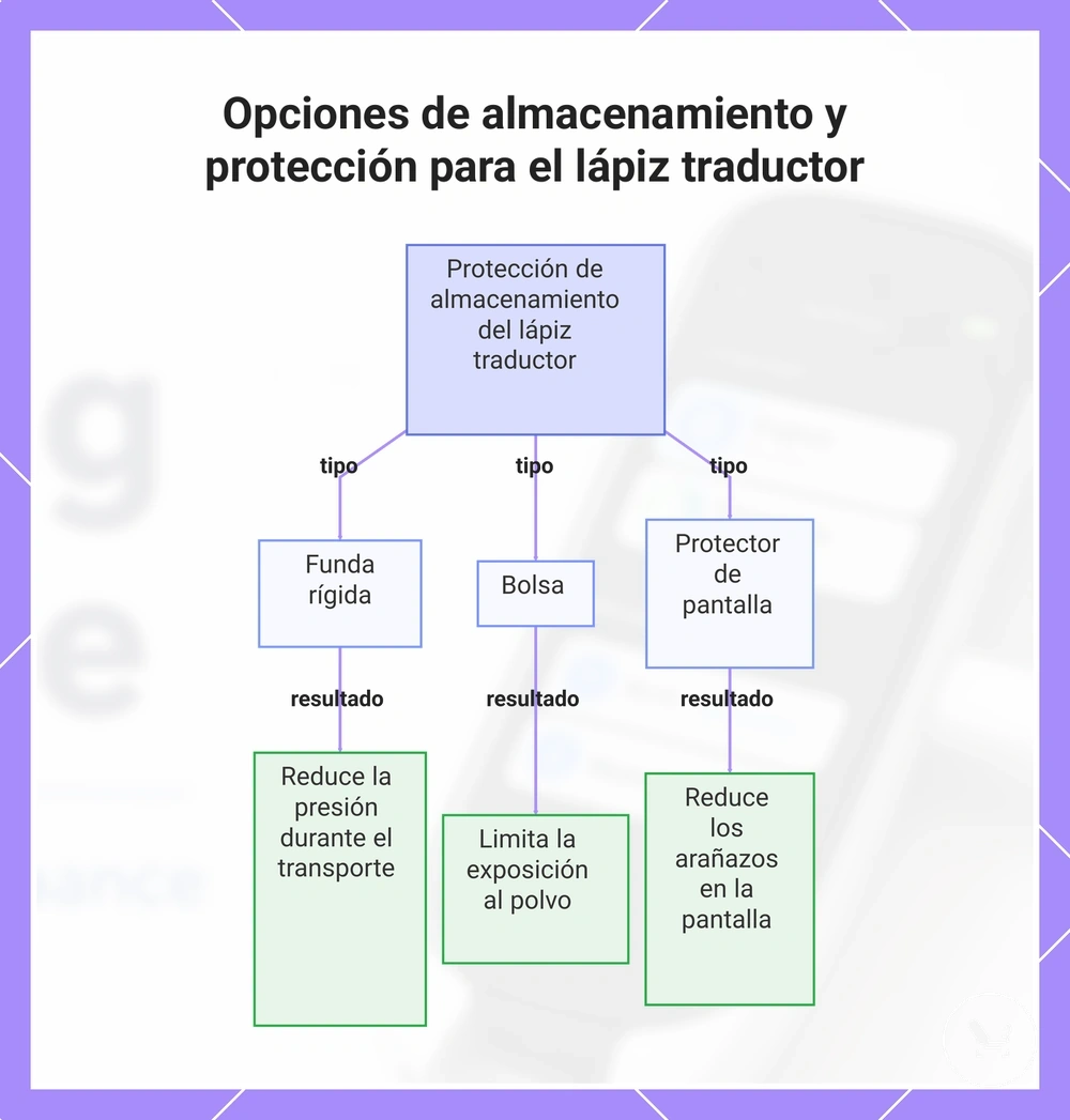 Opciones de almacenamiento y protección para el lápiz traductor