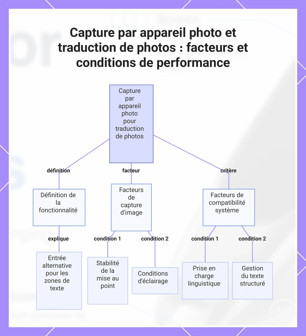 Capture par appareil photo et traduction de photos : facteurs et conditions de performance