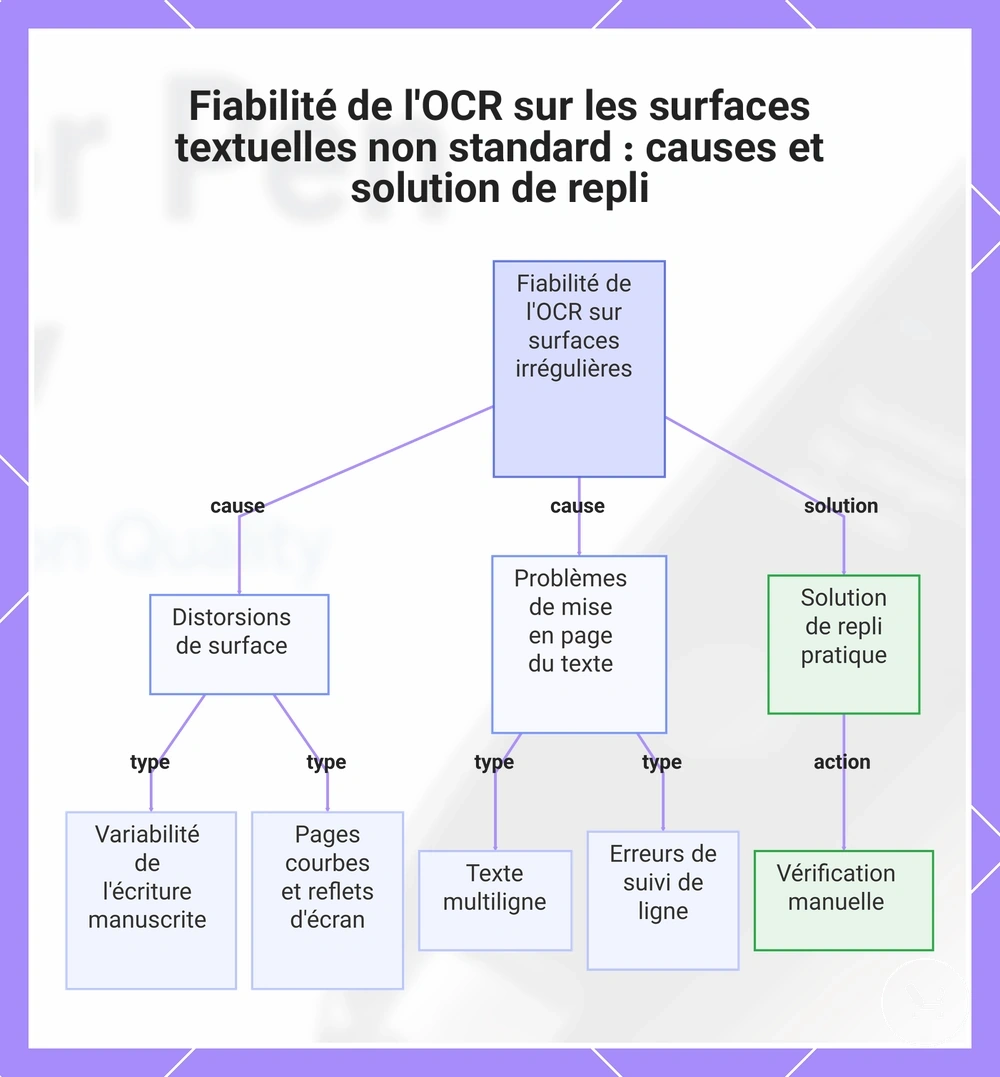 Fiabilité de l'OCR sur les surfaces textuelles non standard : causes et solution de repli