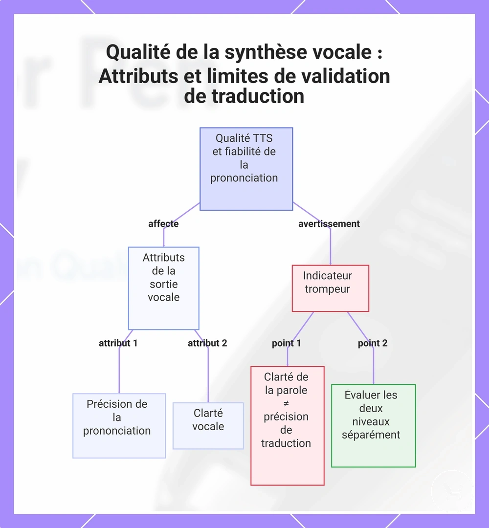 Qualité de la synthèse vocale : Attributs et limites de validation de traduction