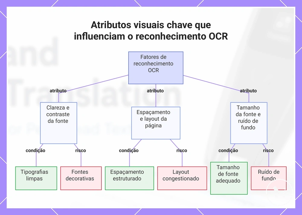 Atributos visuais chave que influenciam o reconhecimento OCR