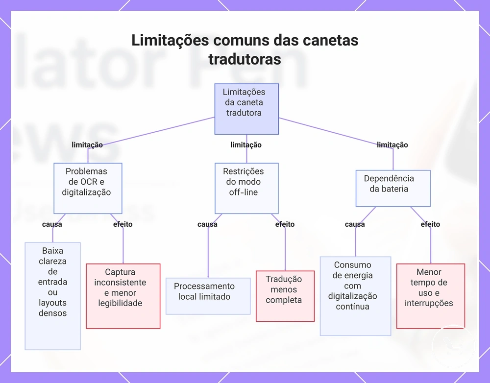 Limitações comuns das canetas tradutoras