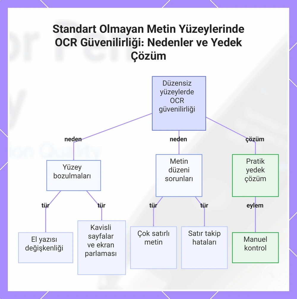 Standart Olmayan Metin Yüzeylerinde OCR Güvenilirliği: Nedenler ve Yedek Çözüm