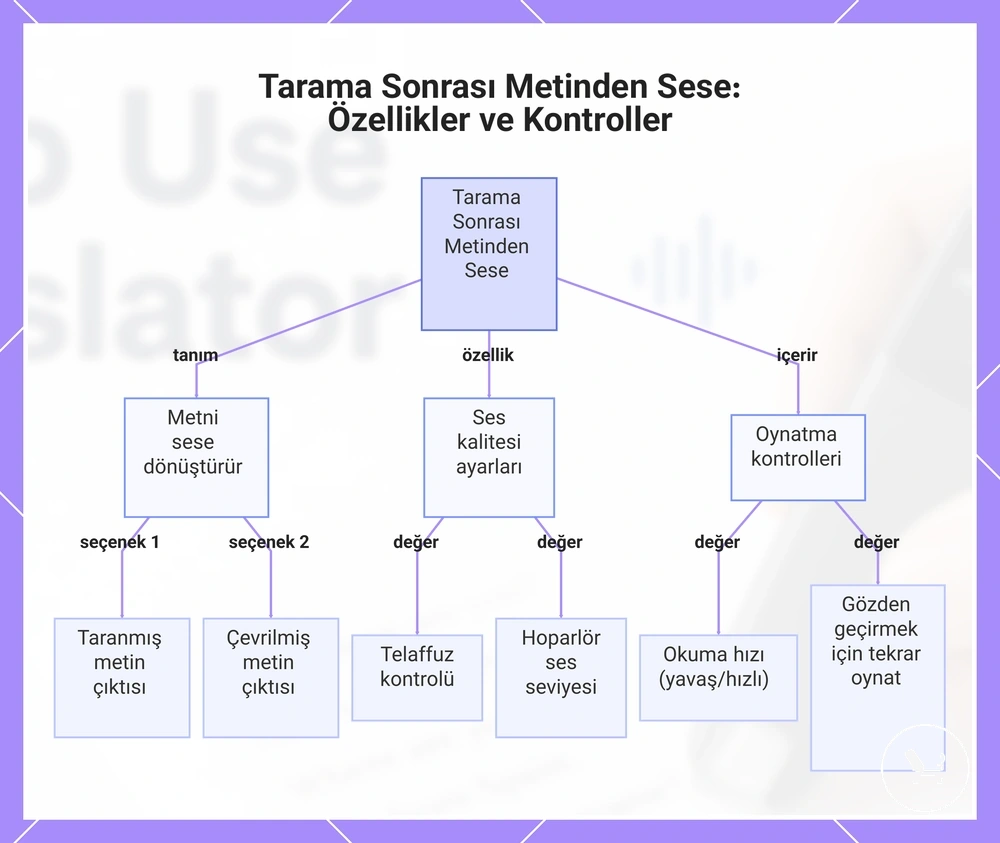 Tarama Sonrası Metinden Sese: Özellikler ve Kontroller