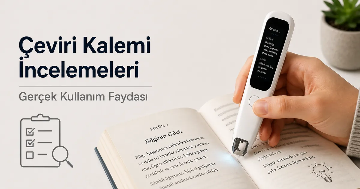 Gerçek kullanımda tarama ve okuma faydasını değerlendirmek için kitap üzerinde kullanılan çeviri kalemi.